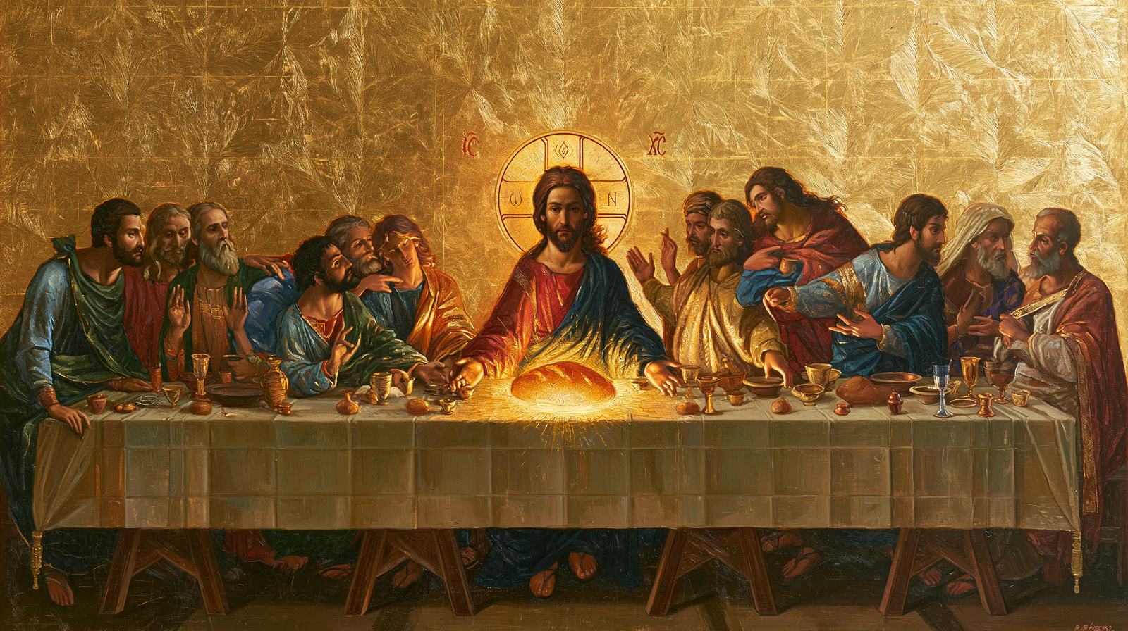 Christian work landscape - The Last Supper - Sacred gold - Alpha Christian Art