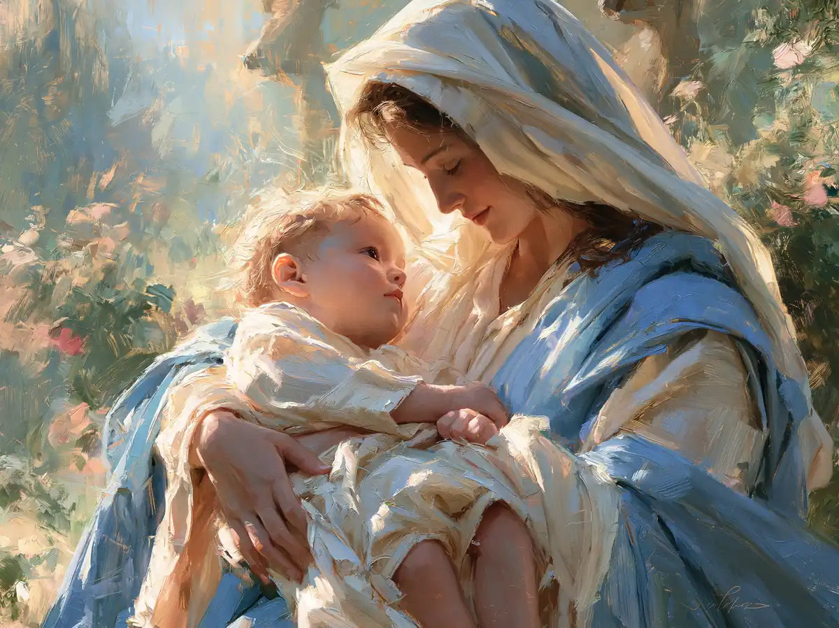 Virgin Mary and Child Jesus - Impressionist - Christian artwork collection