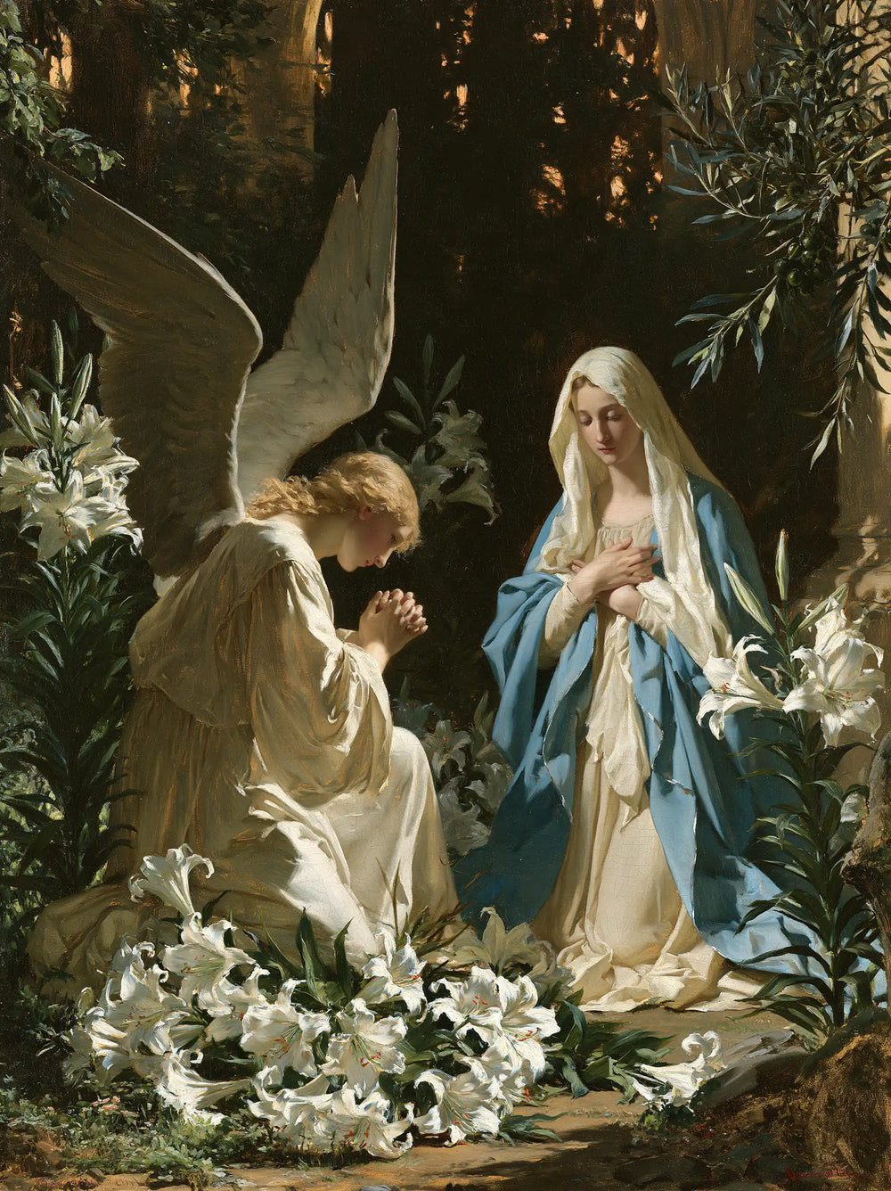 the Annunciation in a garden in The Annunciation in the Garden style, portrait Christian artwork no. 20