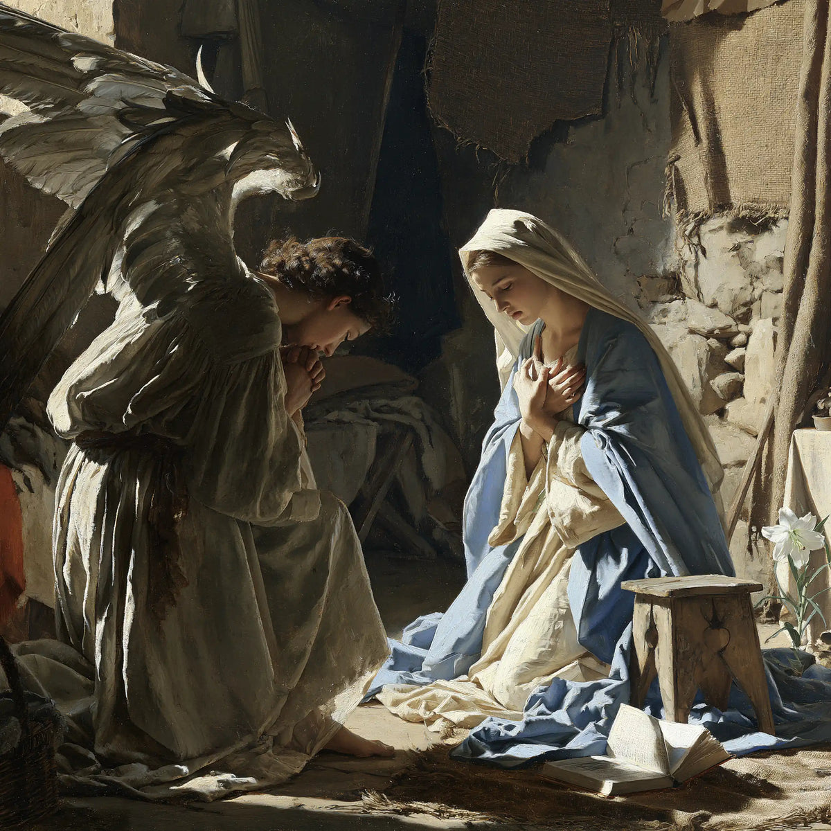 the Annunciation in the chamber at Nazareth in The Chamber in Nazareth style, square Christian artwork no. 1