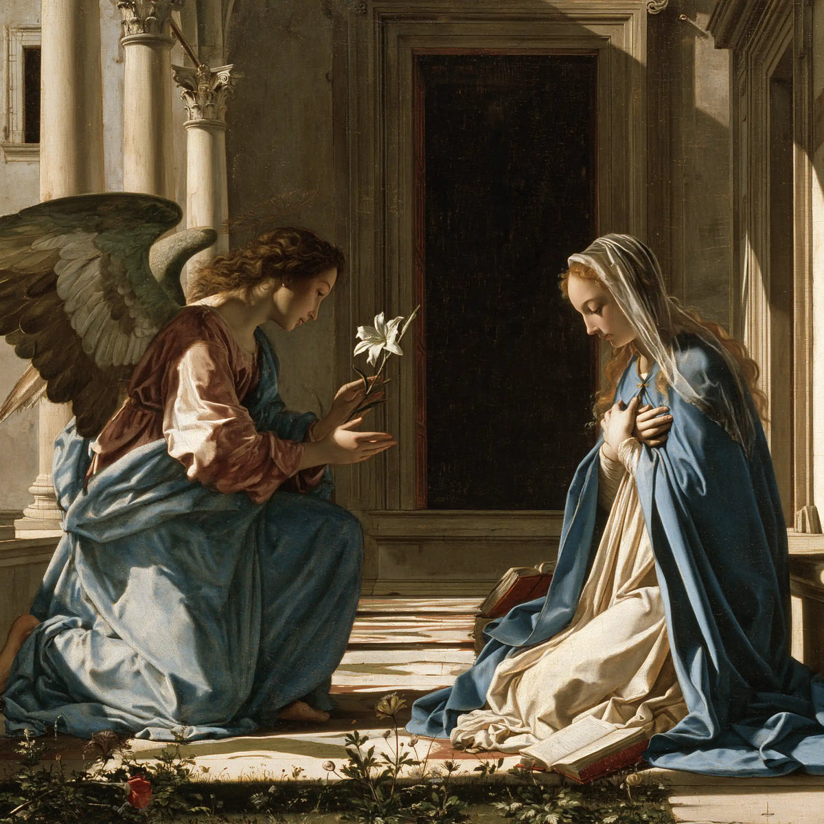 the Annunciation in Florentine Renaissance style in Florentine Renaissance style, square Christian artwork no. 7