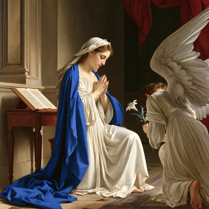 Annunciation beside the Open Book – Florentine Devotional Art · Square