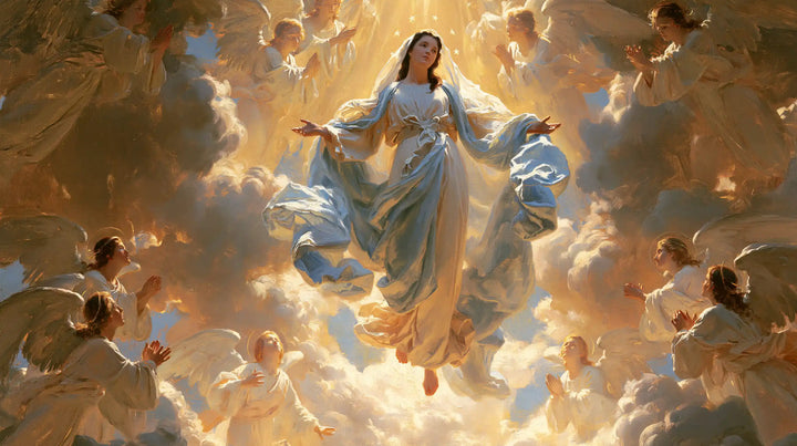 The Assumption of Mary — Pale Veils in the Golden Sky