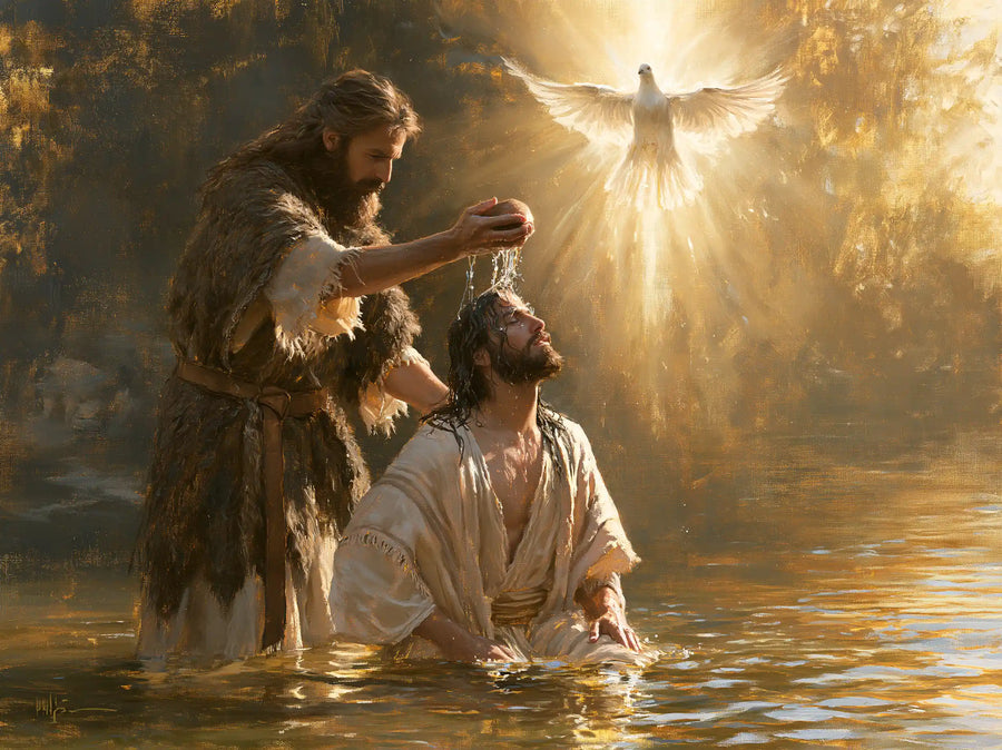 The Baptism of Jesus – Sacred Gold · Kneeling in the Jordan · Landscape no. 2
