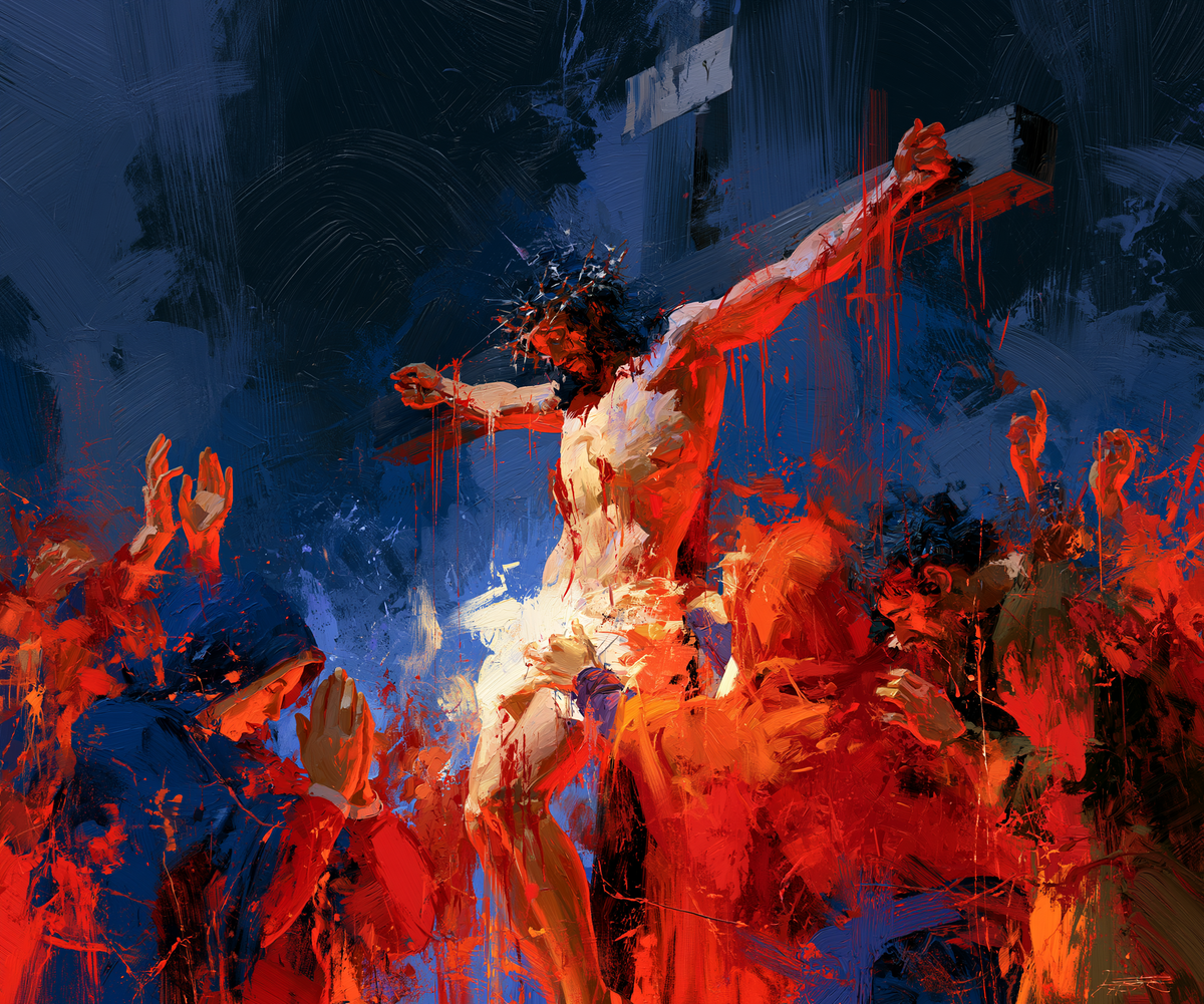 The Crucifixion — The Red Cry beneath the Blue Cross
