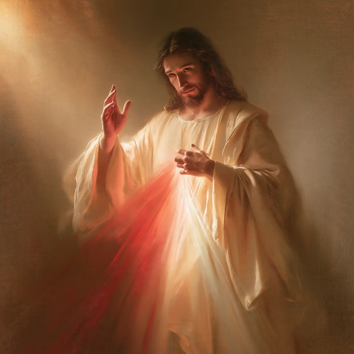 Divine Mercy Jesus — The Blessing Beneath the Slanting Ray