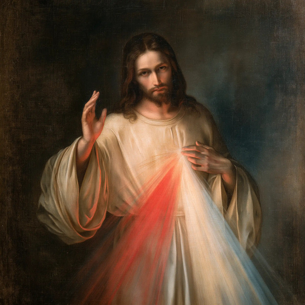Divine Mercy Jesus — A Blue Clarity in the Silence