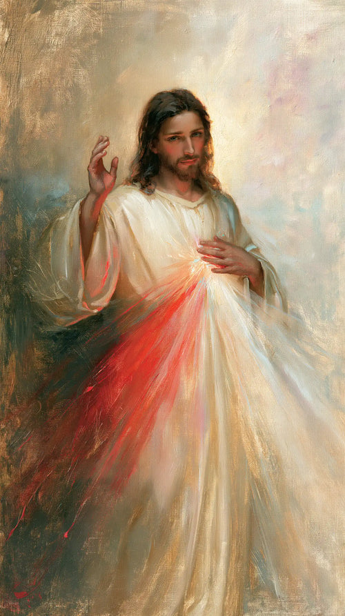 Divine Mercy Jesus in an impressionist atmosphere in Impressionist style, portrait Christian artwork no. 7