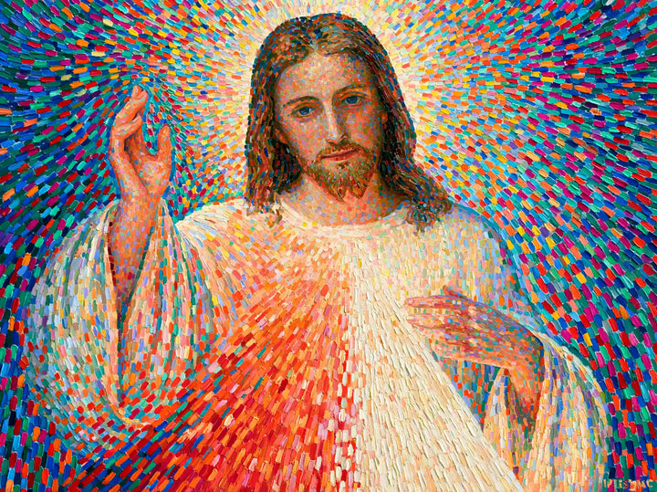 Divine Mercy Jesus – Pointillist & Neo-Impressionist · Landscape no. 3