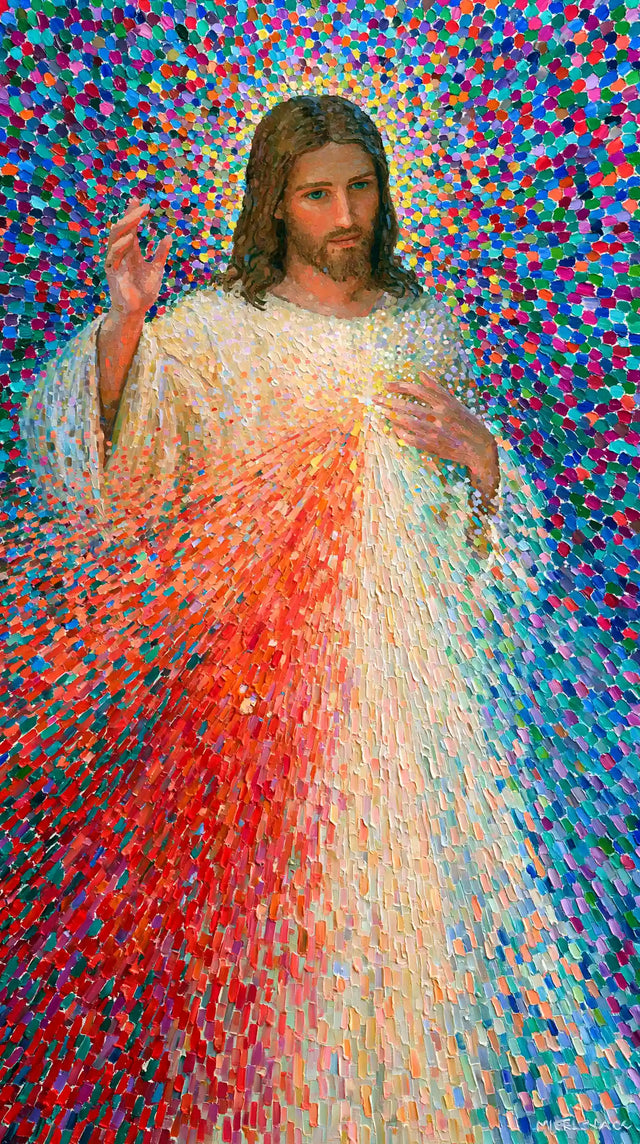 Divine Mercy Jesus – Pointillist & Neo-Impressionist · Portrait no. 2