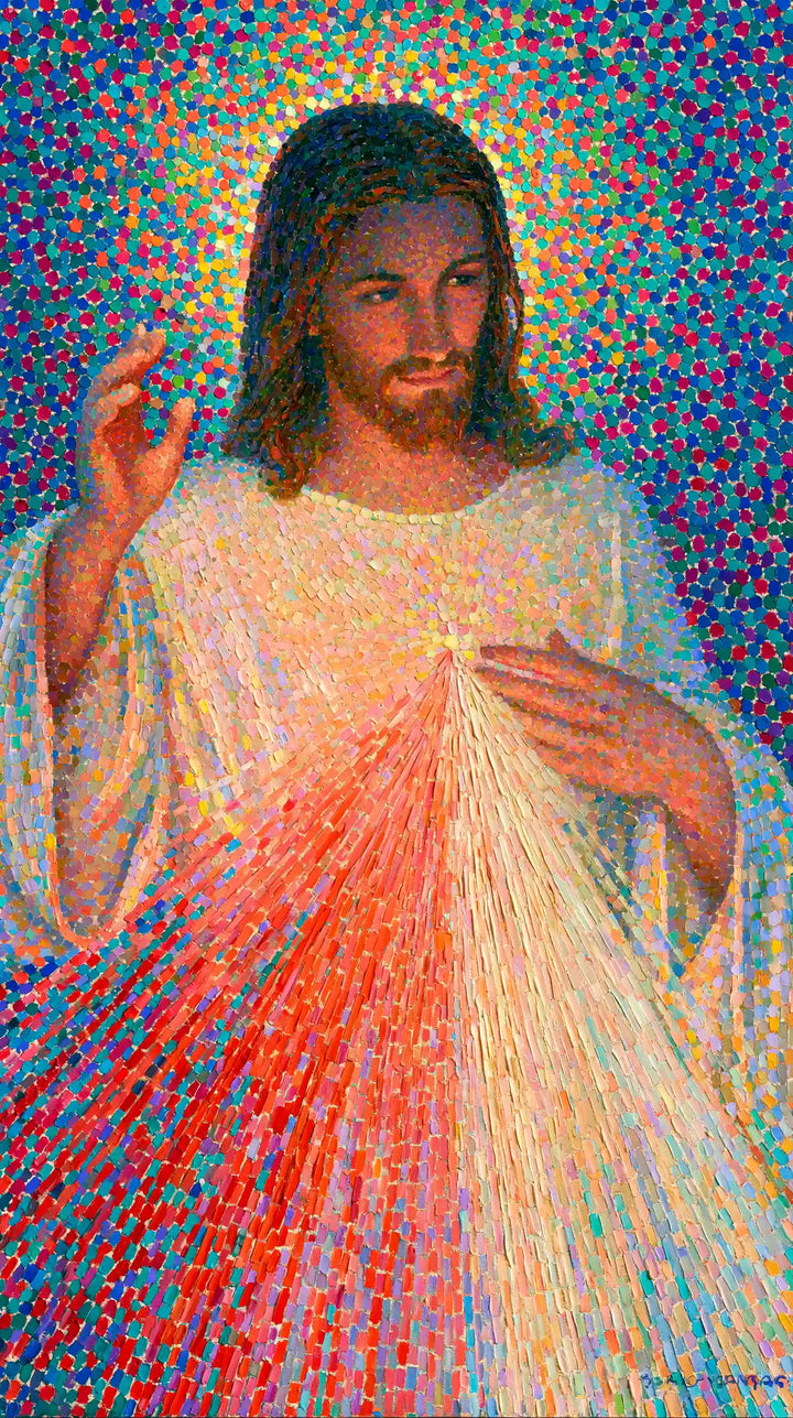 Divine Mercy Jesus – Pointillist & Neo-Impressionist · Portrait no. 3