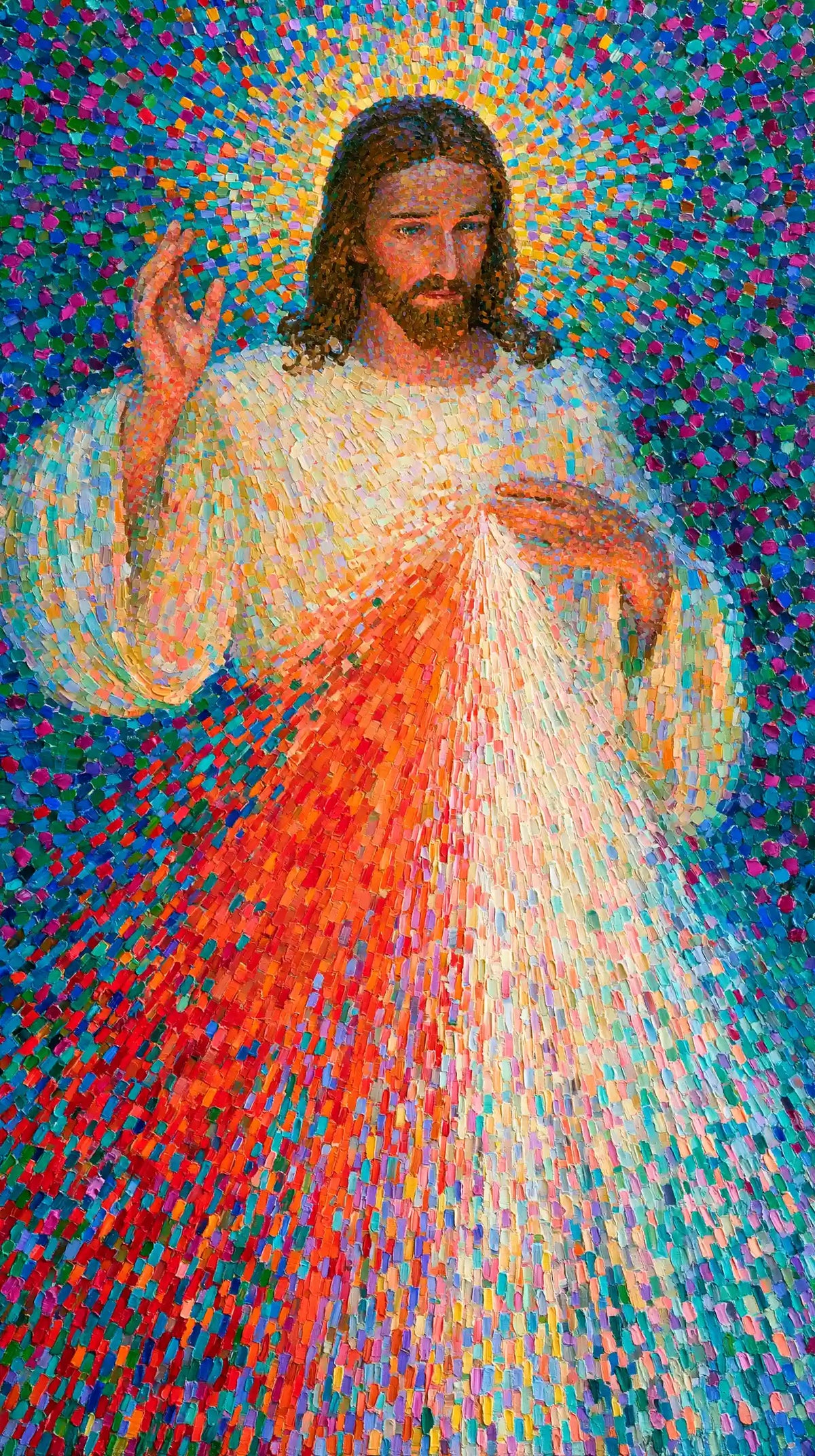 Divine Mercy Jesus – Pointillist & Neo-Impressionist · Portrait no. 5