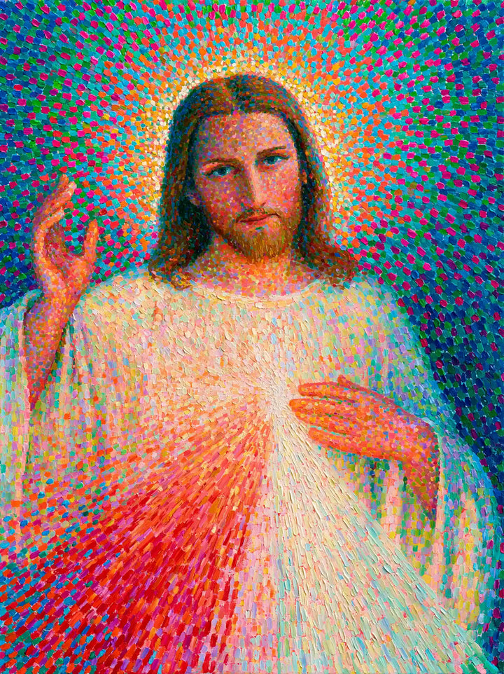 Divine Mercy Jesus – Pointillist & Neo-Impressionist · Portrait no. 6