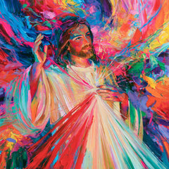 Divine Mercy Jesus – Ultra-Vibrant Expressionism · Square no. 1