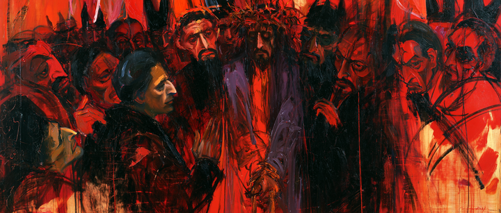 Ecce Homo — The Crown Amid Scarlet Drips