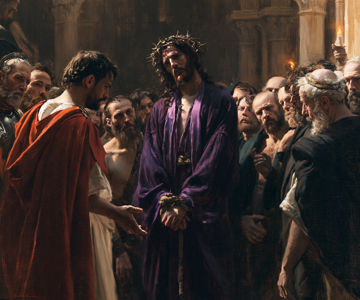 Ecce Homo — The Red-Cloaked Figure’s Open Palm