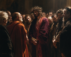 Ecce Homo — The Bowed Brow Beside the Ochre-Clad Elder