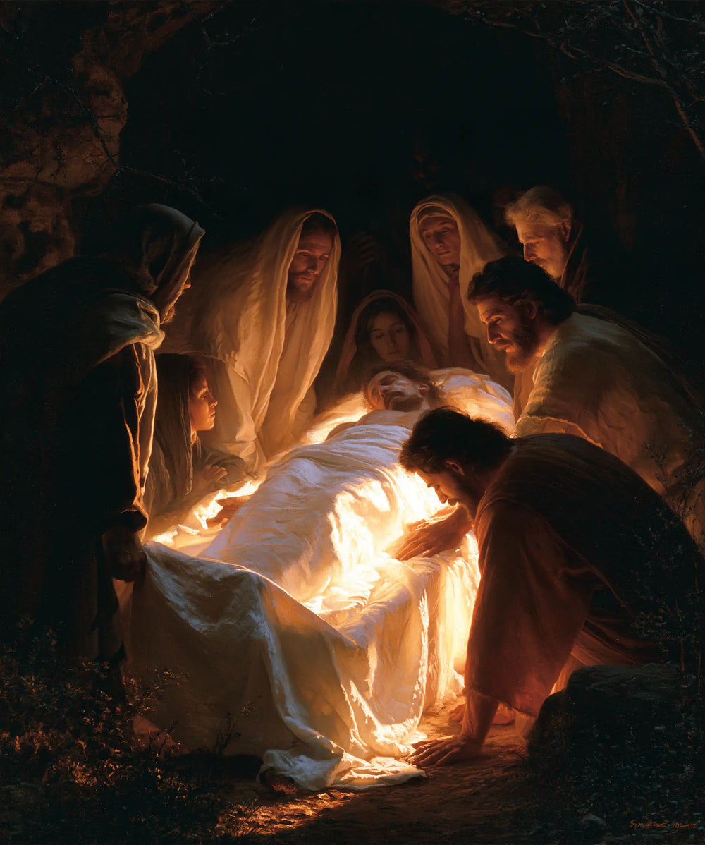 Entombment of Jesus Christ in Divine Light style, portrait Christian artwork no. 23