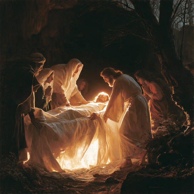 The Entombment of Jesus Christ — The Golden Cloth Between Veiled Hands