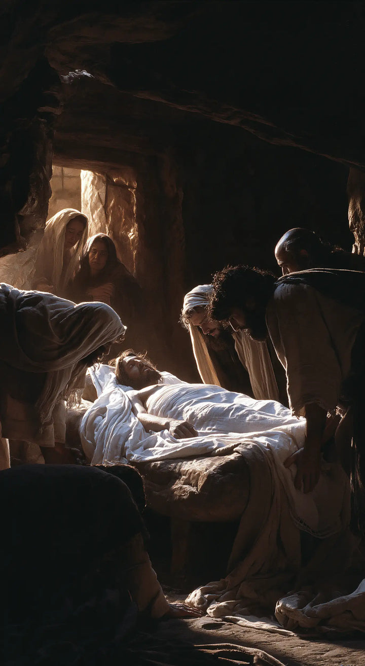The Entombment of Jesus Christ — Daylight Brushing the Folds