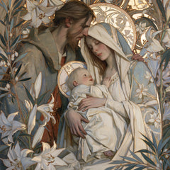 The Holy Family — Tenderness Beneath the Floral Arch