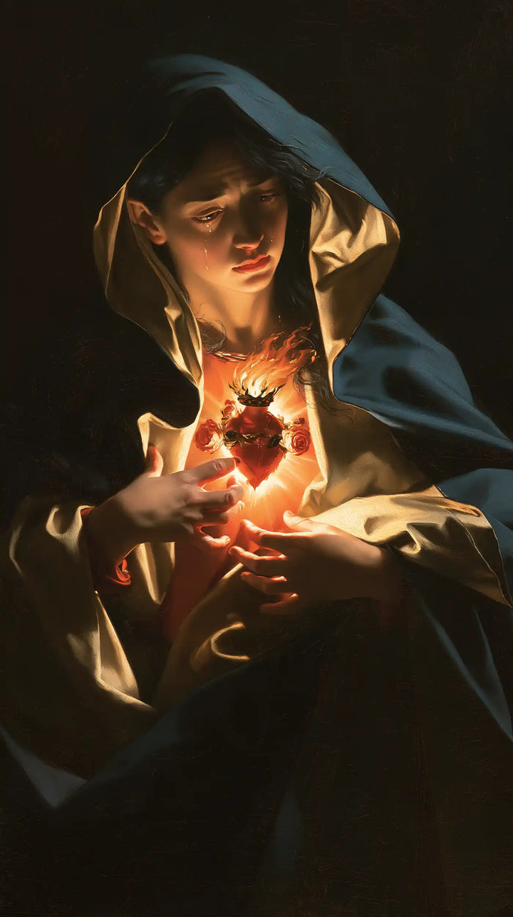 The Immaculate Heart of Mary — The Flame Between Ivory Palms