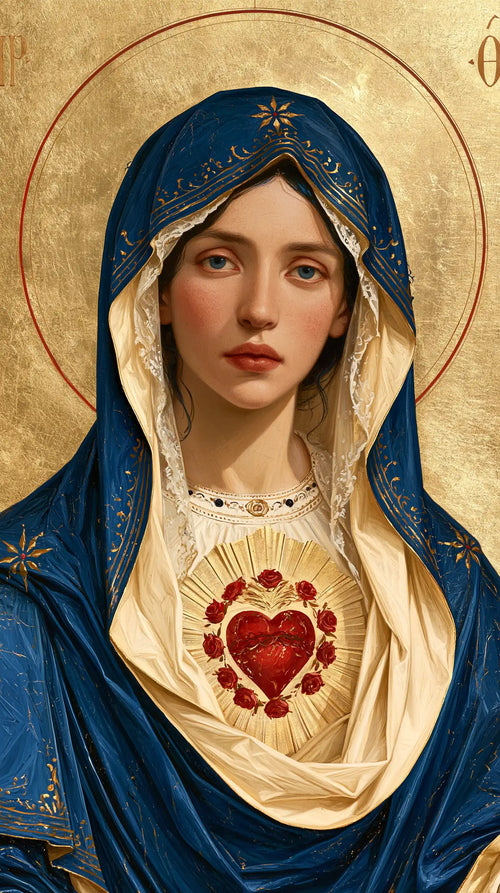 the Immaculate Heart of Mary in a contemporary Byzantine icon in Contemporary Byzantine style, portrait Christian artwork no. 3