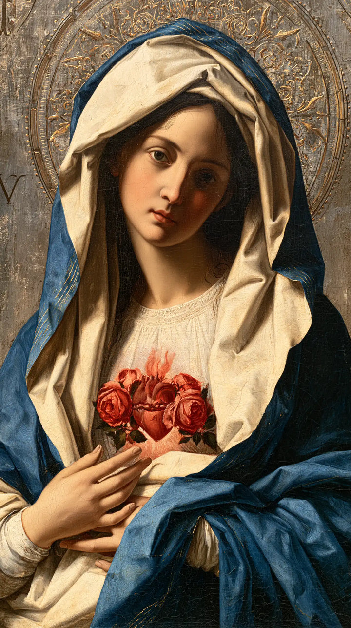 The Immaculate Heart of Mary — The Rose Wreath Beside the Crumpled Veil