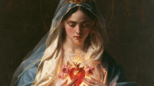 Mary with the Immaculate Heart as the central symbol in The Heart as Central Symbol style, landscape Christian artwork no. 13