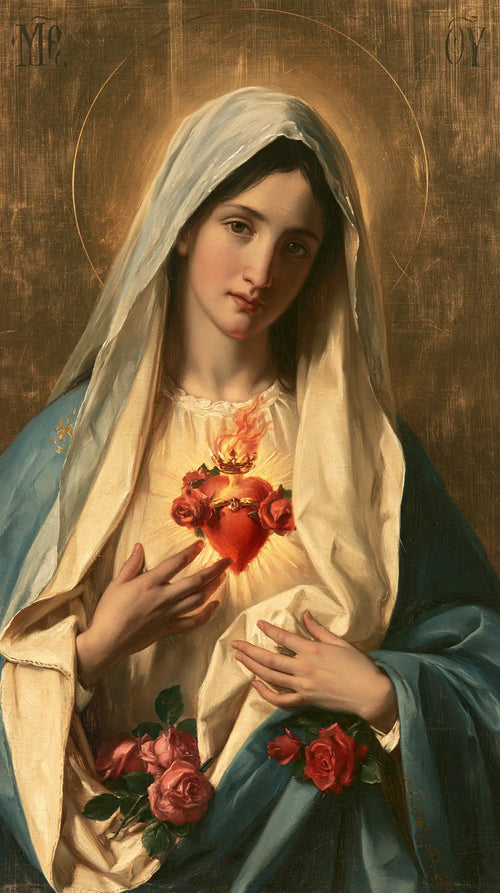 Mary with the Immaculate Heart as the central symbol in The Heart as Central Symbol style, portrait Christian artwork no. 3