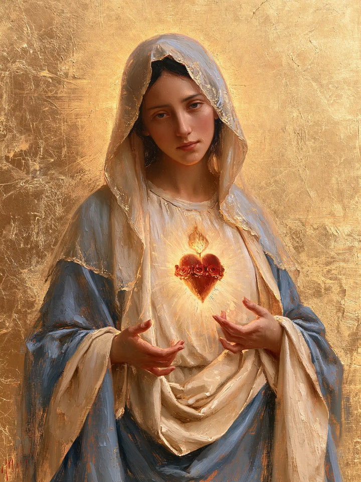 The Immaculate Heart of Mary — Open Fingers in Pearly Drapery