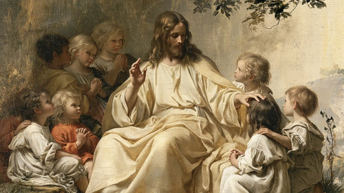 Jesus with children in Florentine Renaissance style in Florentine Renaissance style, landscape Christian artwork no. 13
