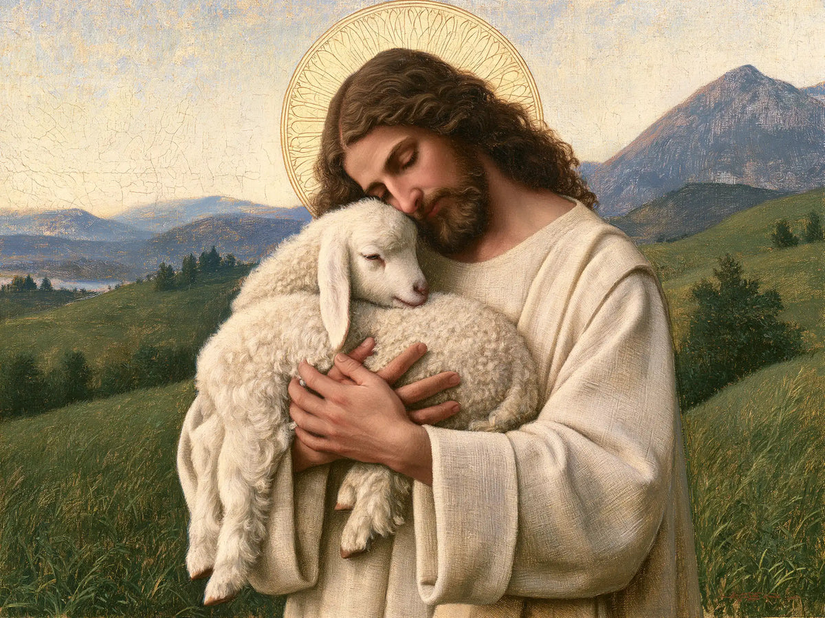 Jesus and the Lamb — The Cheek Beneath the Morning Halo