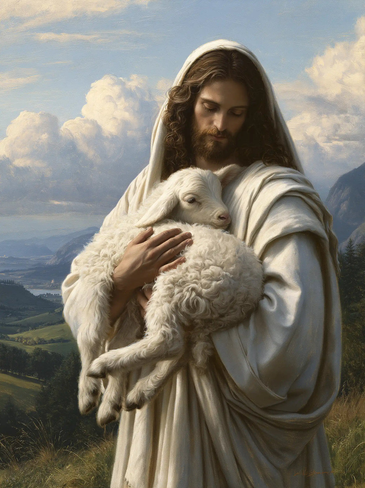 Jesus and the Lamb — Shelter Beneath the Mountain Veil