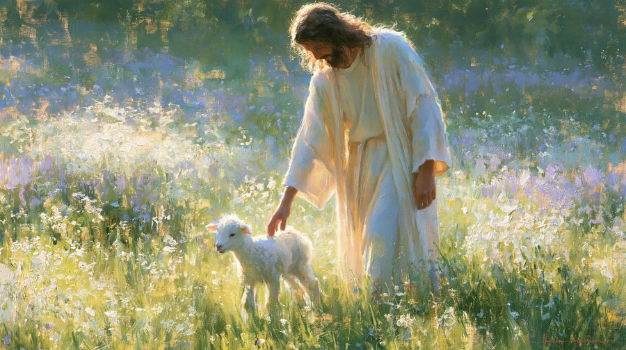 Jesus and the Lamb - Impressionist · Landscape n° 12