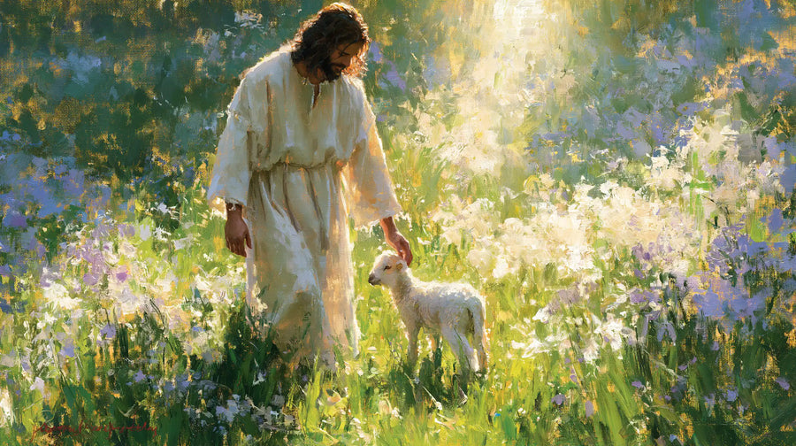 Jesus and the Lamb - Impressionist · Landscape n° 13