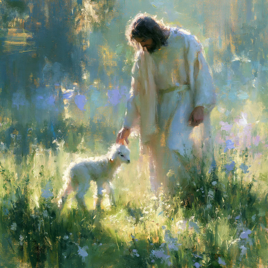 Jesus and the Lamb - Impressionist · Square n° 3