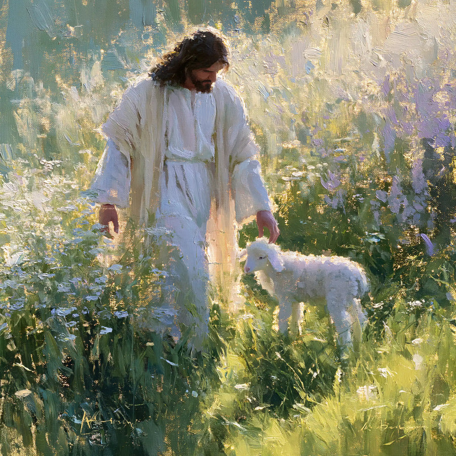 Jesus and the Lamb - Impressionist · Square n° 4