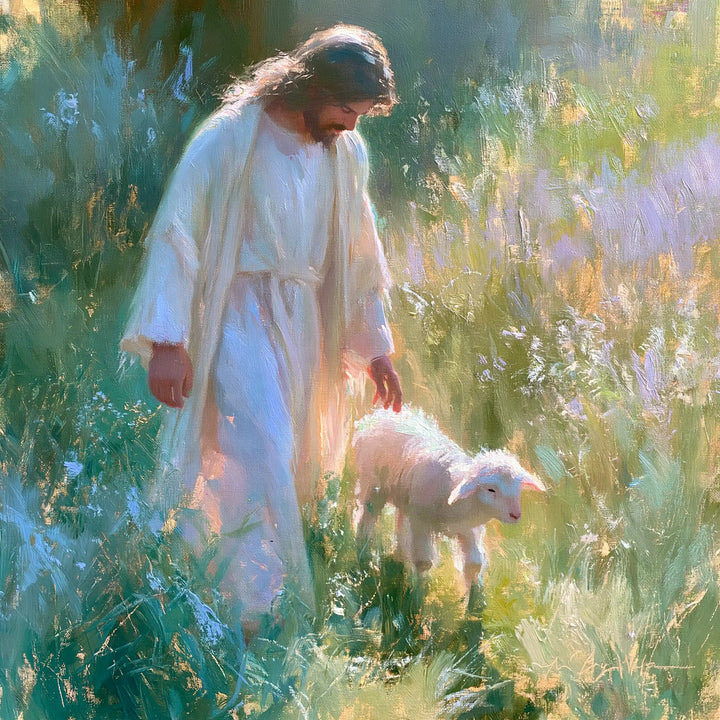 Jesus and the Lamb - Impressionist · Square n° 5