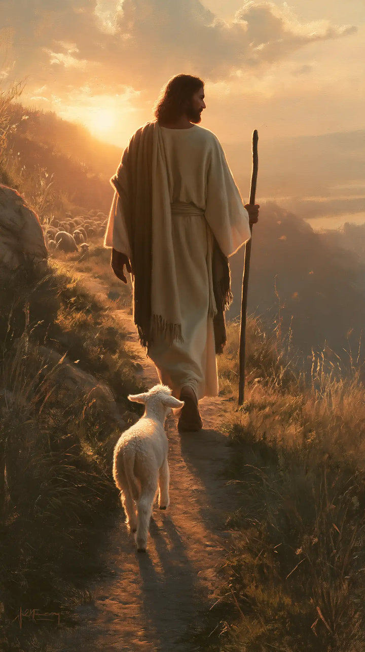 Jesus and the Lamb - Jesus Guiding the Lamb · Portrait n° 2
