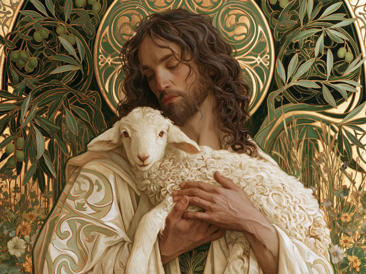 Jesus and the Lamb - Sacred Art Nouveau · Landscape n° 3