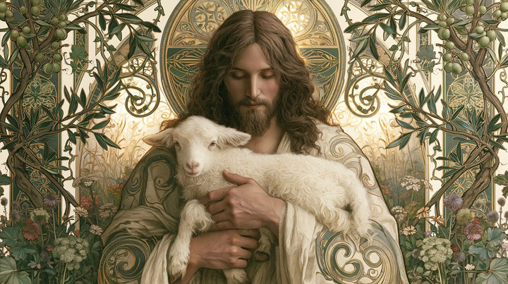 Jesus and the Lamb - Sacred Art Nouveau · Landscape n° 9
