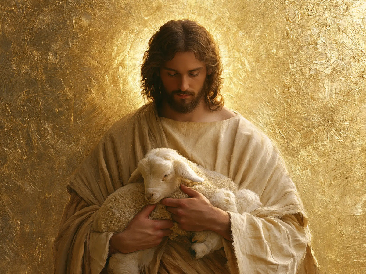 Jesus and the Lamb — The Little Sleep in Contemplative Gold