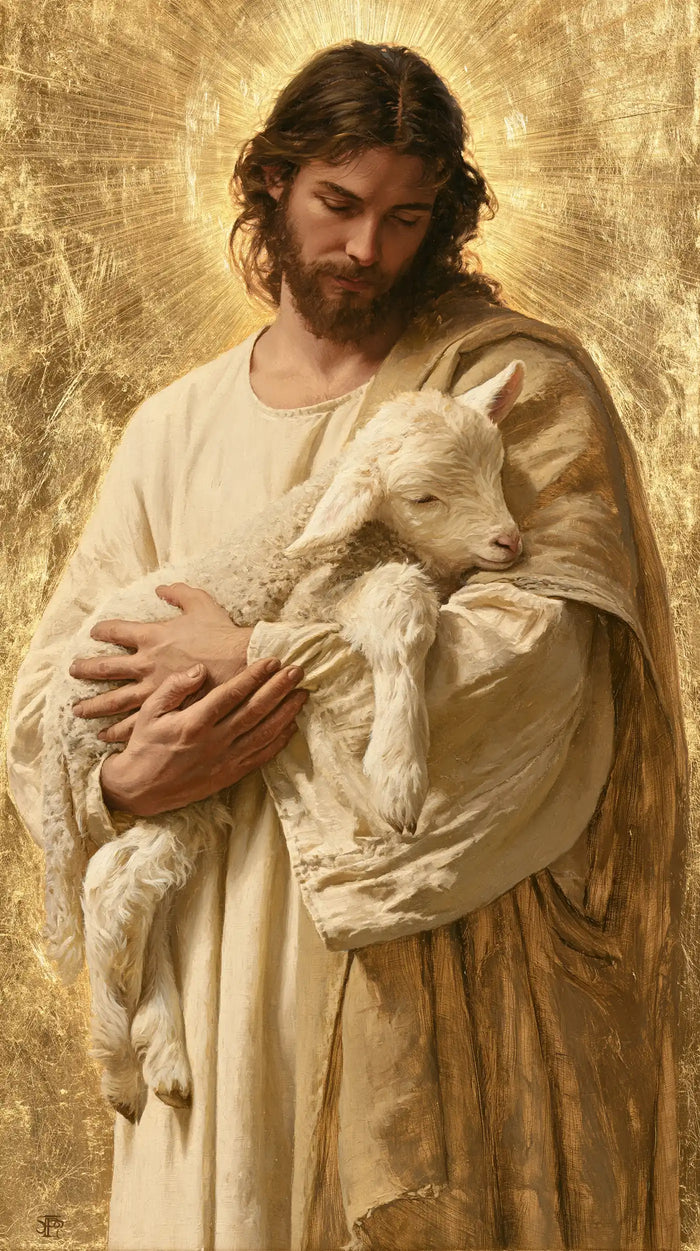 Jesus and the Lamb — The Gentle Inclination in Gold