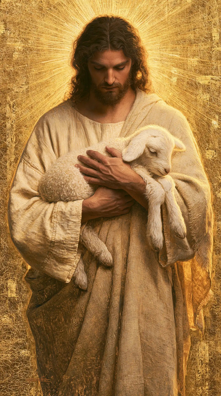 Jesus and the Lamb - Sacred Gold · Portrait n° 2