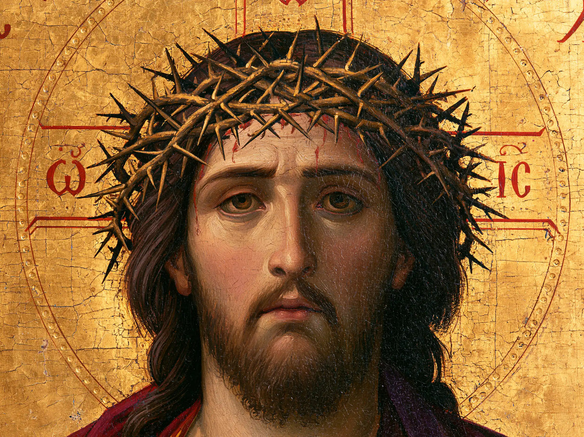 Jesus Crowned with Thorns — The Gaze in Cracked Gold