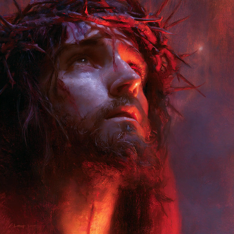 Jesus Crowned with Thorns — The Face between Cobalt and Flame