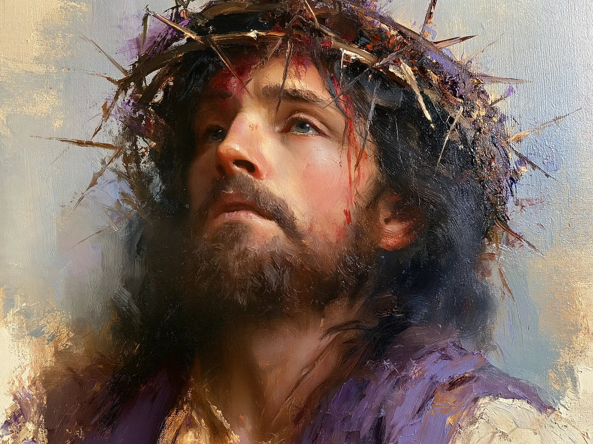 Jesus Crowned with Thorns — The Face toward Open Blue