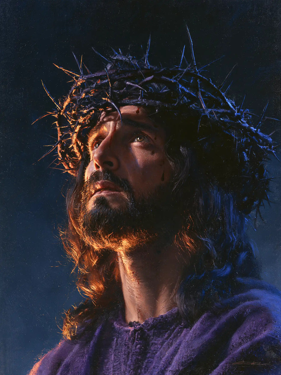 Jesus Crowned with Thorns — The Gaze in Ultramarine Reflections