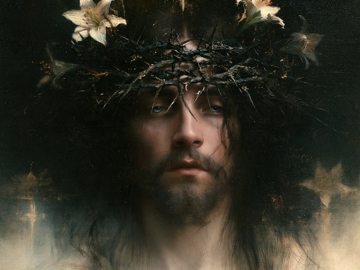 Jesus Crowned with Thorns — Lilies Suspended above Silence